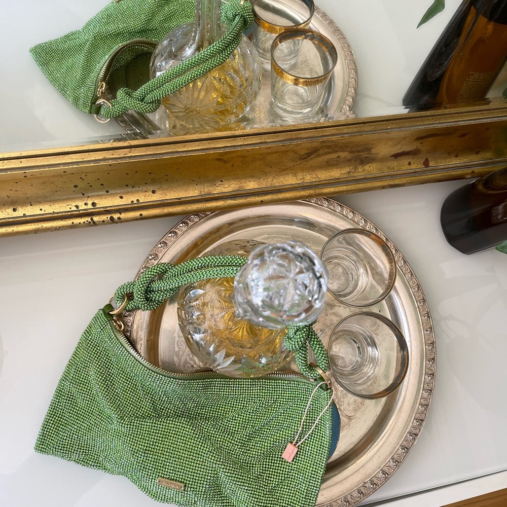 Cult Gaia Hera Nano Rhinestone Shoulder Bag in “Palm”